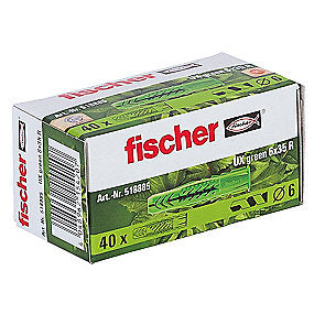 Fischer universal nylondybel UX 6x35 R Green, mindst 50% bæredygtigt mat. - pk a 40stk
