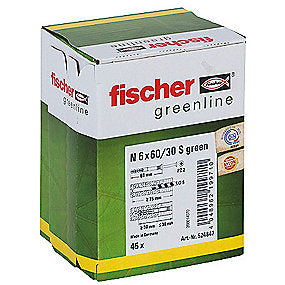 Fischer hammerfix sømdybel N 6x60 S, Green, mindst 50% bæredygtigt mat. - pk a 45stk