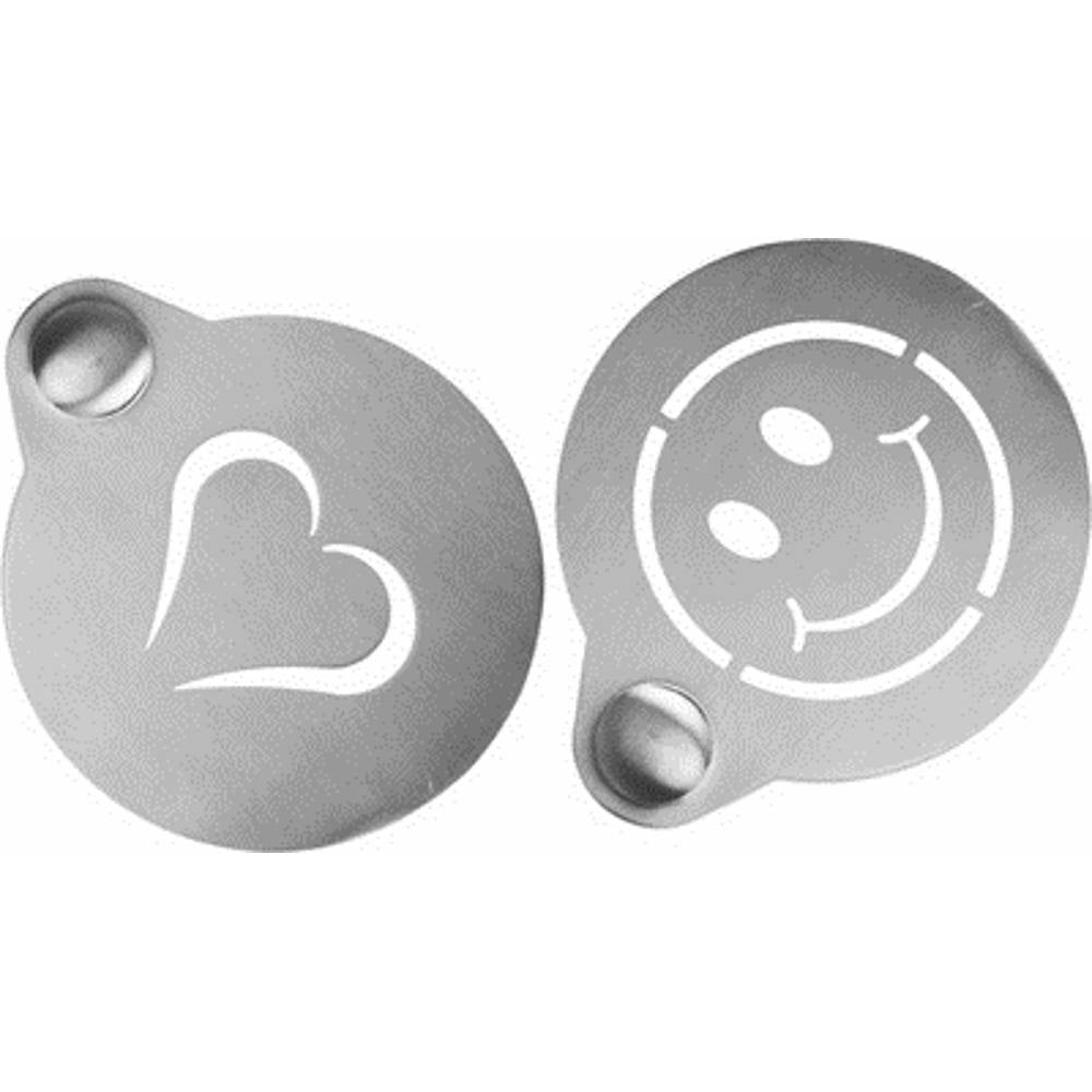 Securit® Stainless Steel Coffee Stencils - Face and Heart - set of 2